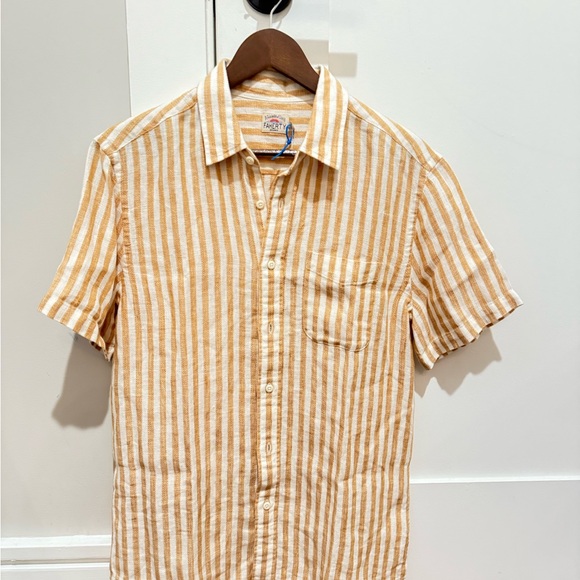 Faherty Palma Linen Camp Shirt in “Sienna Valley Stripe” - Picture 6 of 7